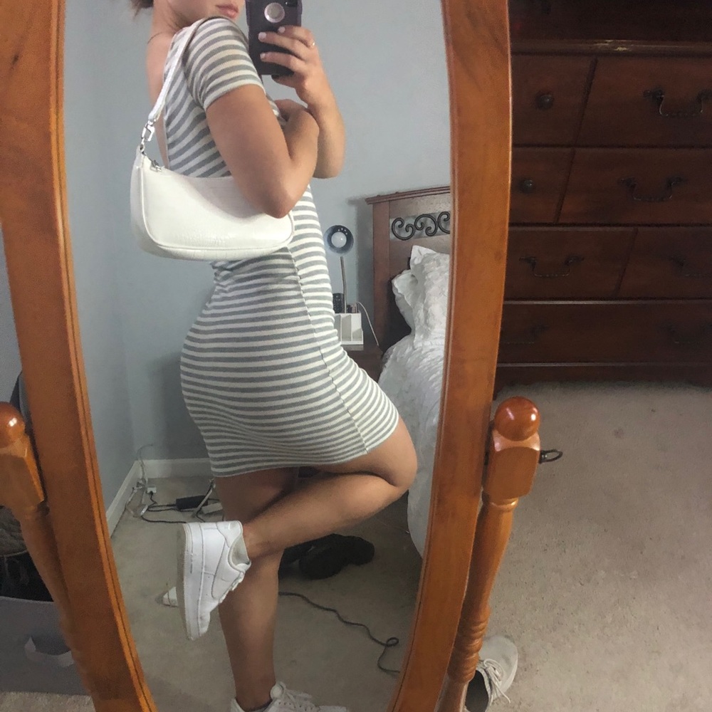 Grey and White Bodycon Dress